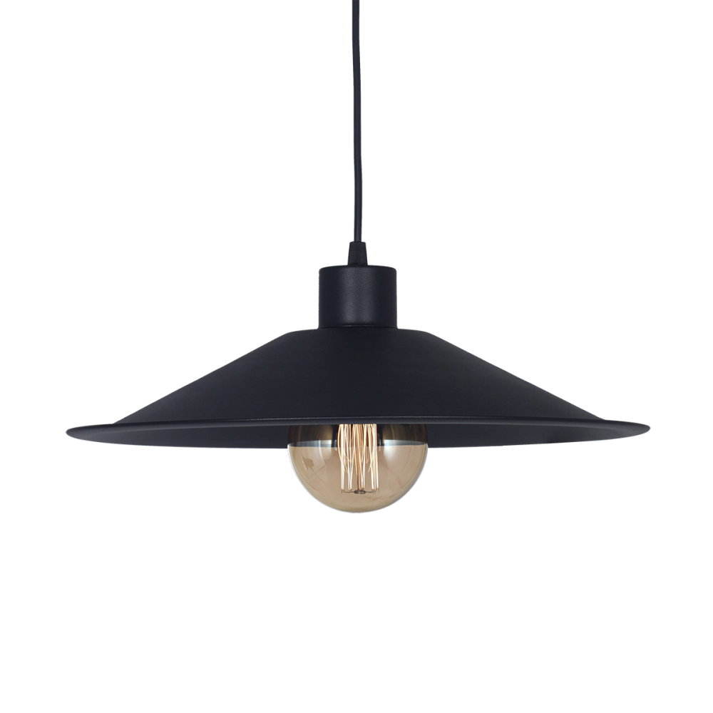 COLGANTE DE CHAPA ECO 40CM 1 LUZ NEGRO 7690-02